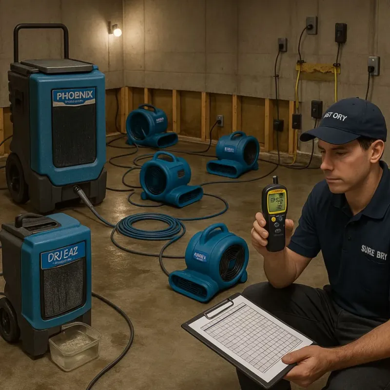 Structural Drying and Dehumidification process in Moodus, CT